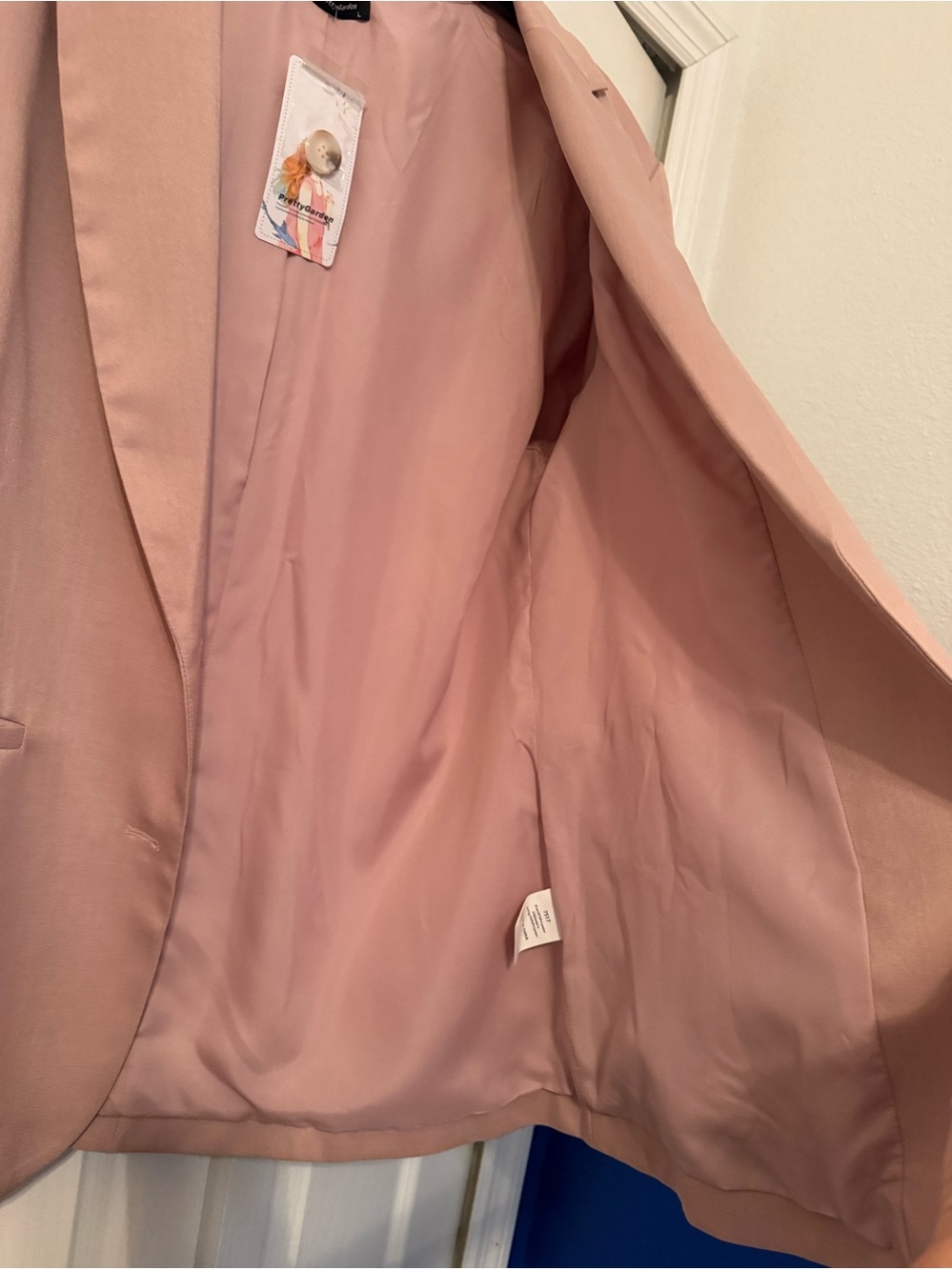PrettyGarden Pink Blazer Women Large NWT Single Button Office Business Jacket - Picture 6 of 10